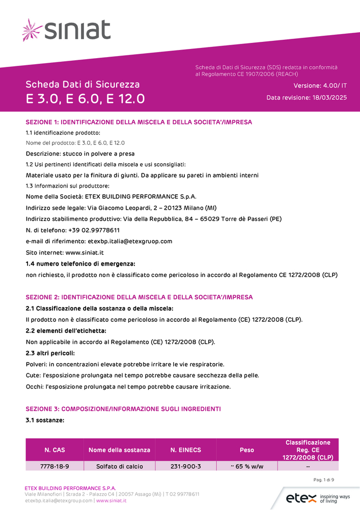 Stucchi E3.0, E6.0 ed E12.0