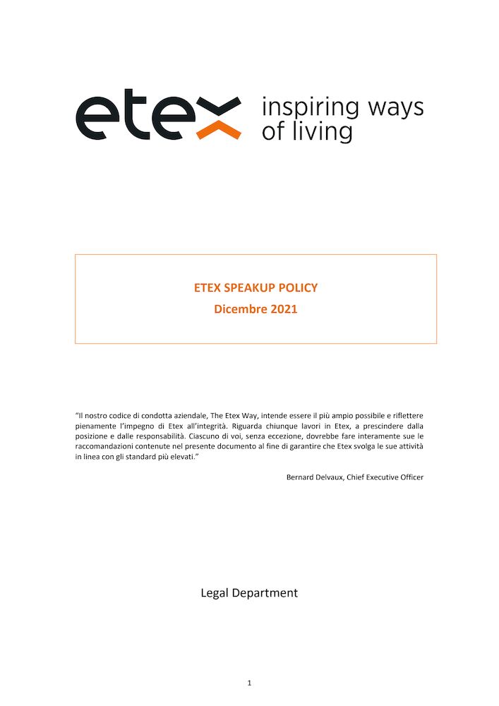Etex Speakup Policy 