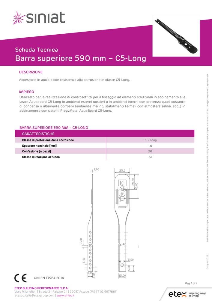 Barra superiore 590 mm C5-Long